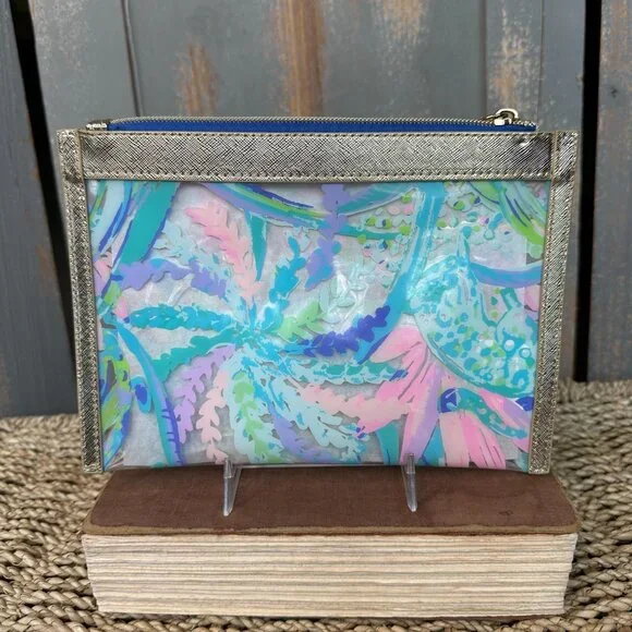 Lilly Pulitzer Clear Zip Top Pouch Travel Cosmetic Sweet Escape - Picture 4 of 10